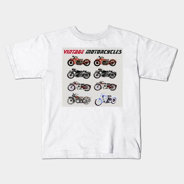 CLASSIC VINTAGE MOTORCYCLES Kids T-Shirt by BulganLumini